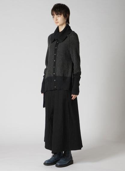 REVERSE STITCHES SIDE DRAPE CARDIGAN