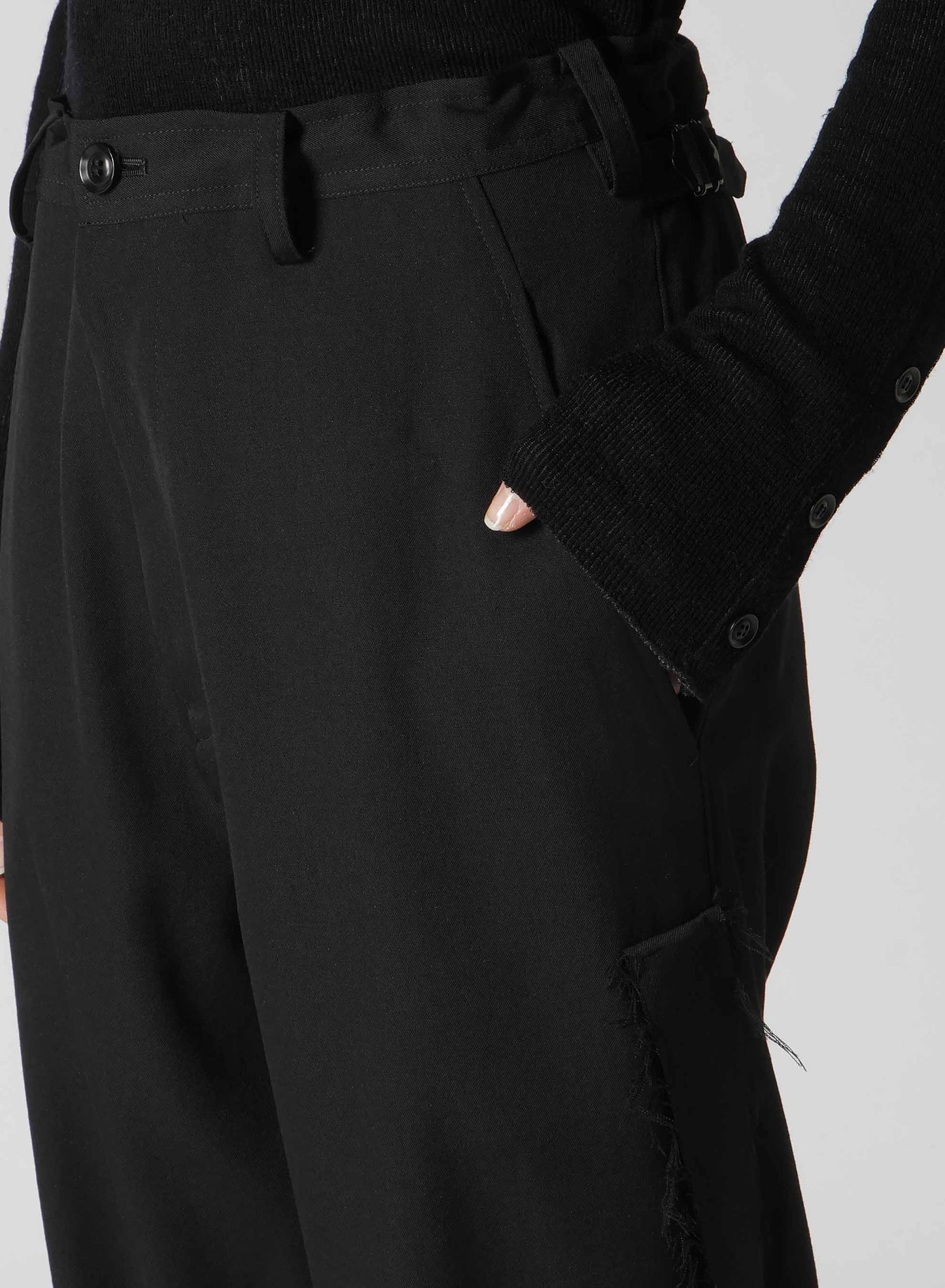 WOOL GABARDINE LEFT SIDE LINED PANTS