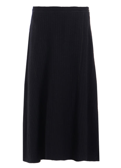 WOOL PINSTRIPE ASYMMETRIC FLARE SKIRT