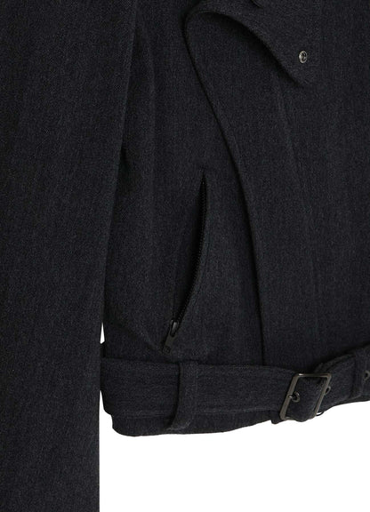 STRETCH FLANNEL BIKER JACKET