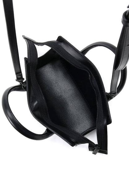 SEMI-GLOSS LEATHER CHOPPED SQUARE MINI BAG