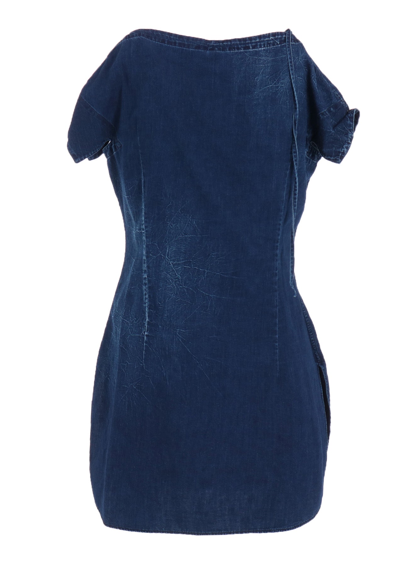 6OZ BLEACHED VINTAGE LIKE DENIM RIGHT SIDE DRAPE BLOUSE