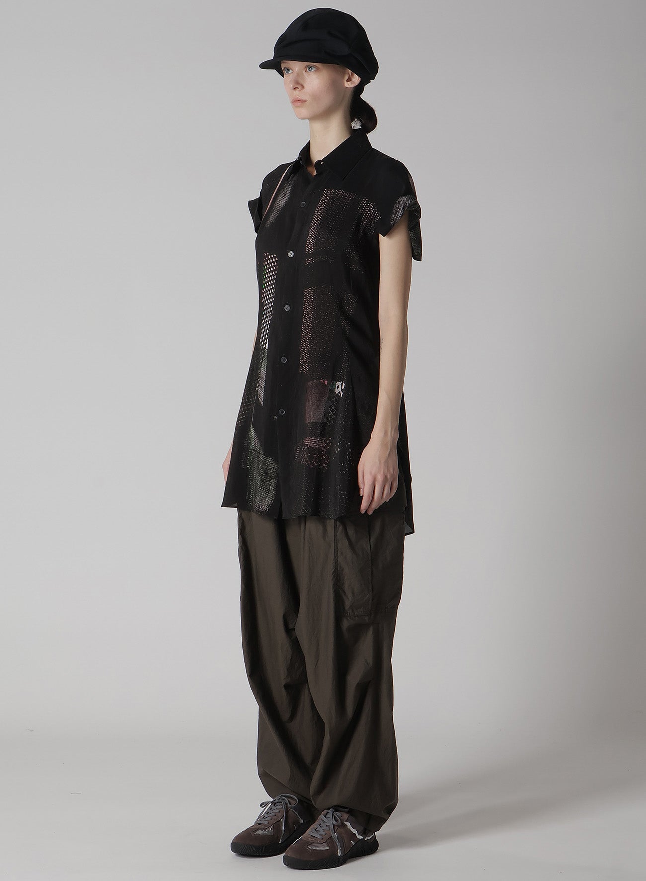CU/LAWN DARK NEON PRINT TURN-UP SHIRT