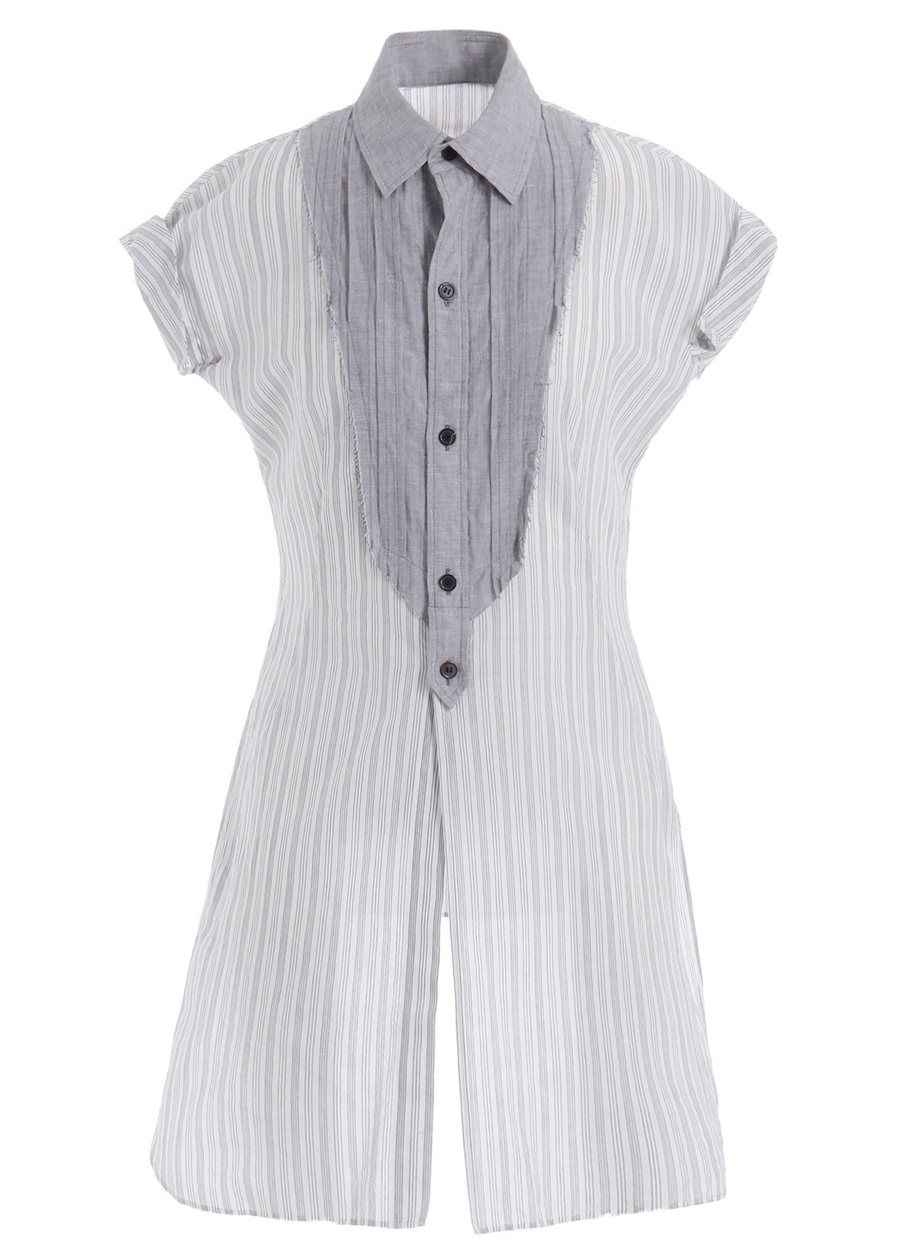 C/CU HARD TWISTED DOBBY STRIPE PLEATED SHIRT