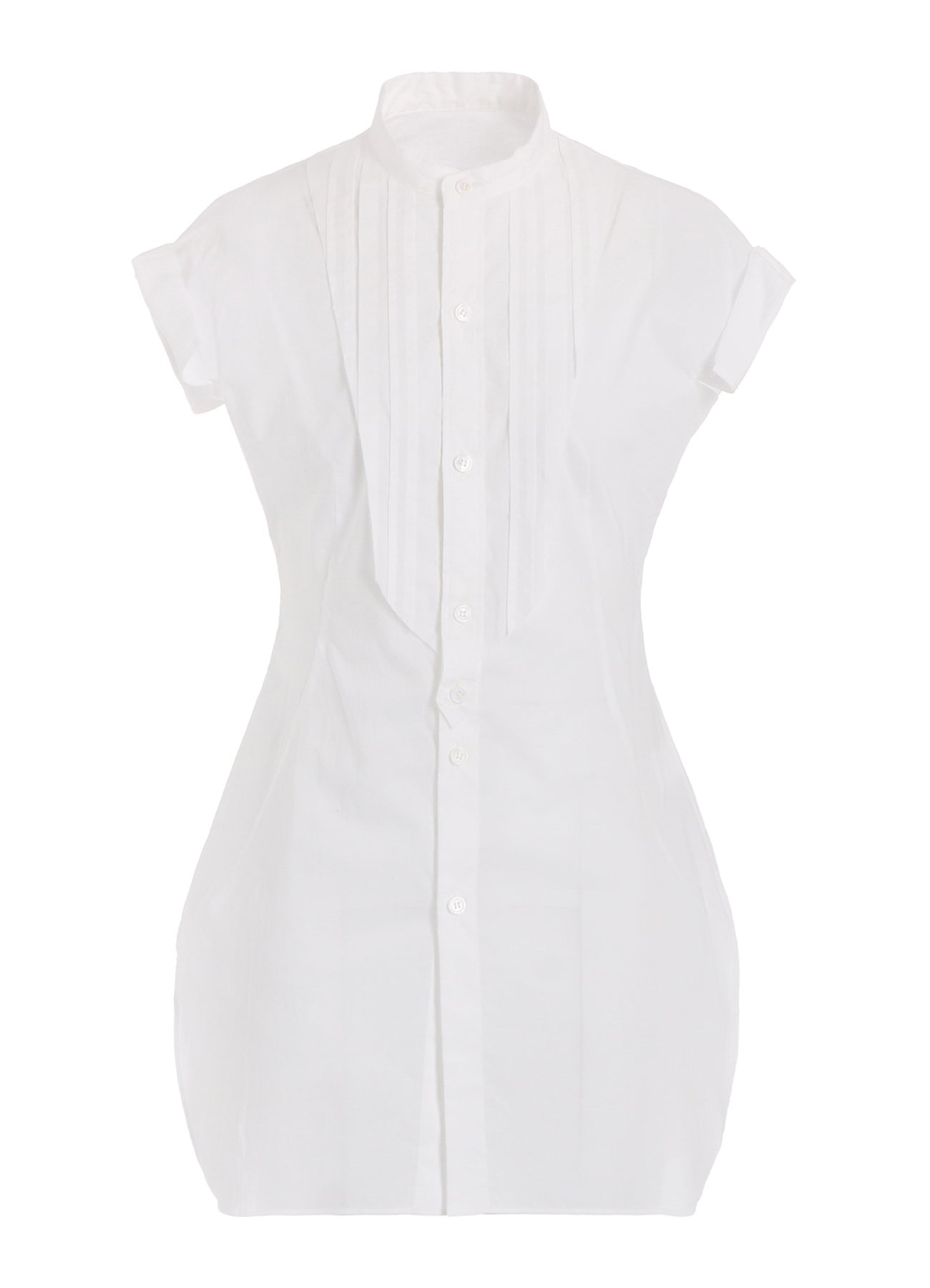 COTTON/LAWN STAND COLLAR SHIRT