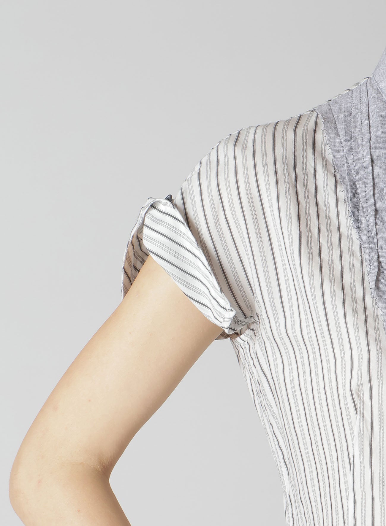 C/CU HARD TWISTED DOBBY STRIPE STAND COLLAR SHIRT