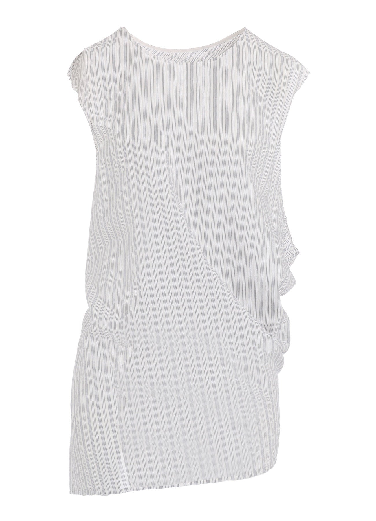 C/CU HARD TWISTED DOBBY STRIPE SLEEVELESS DRAPE SHIRT