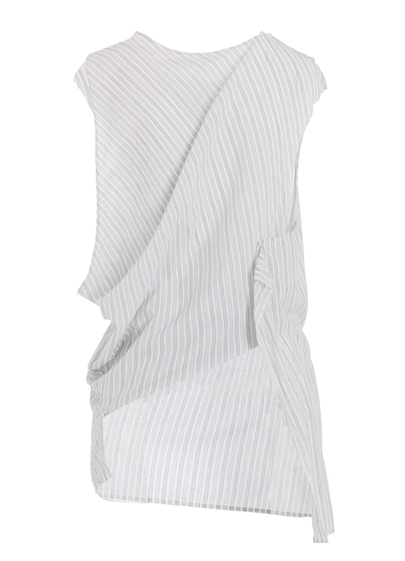 C/CU HARD TWISTED DOBBY STRIPE SLEEVELESS DRAPE SHIRT