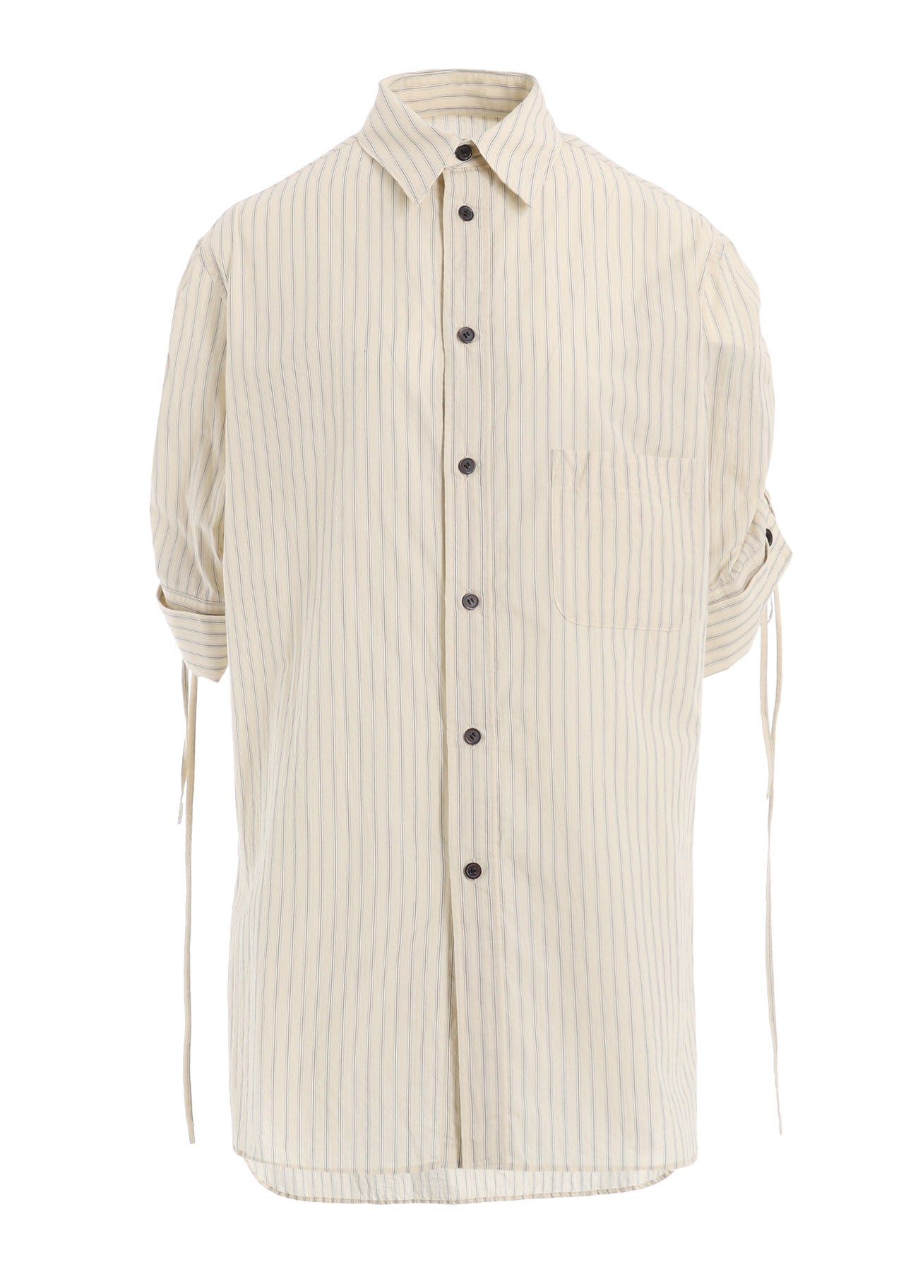 DOBBY STRIPE SHIRRING SLEEVE SHIRT