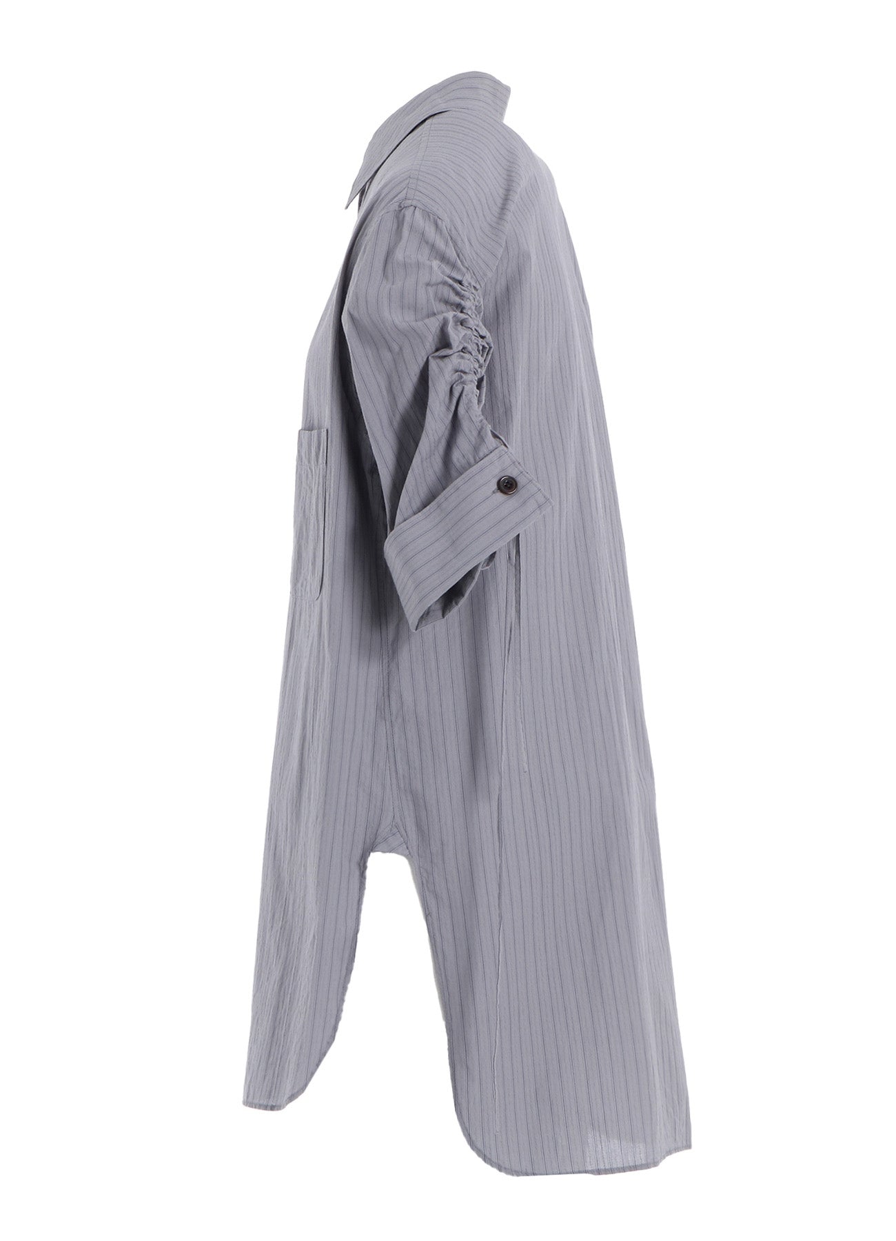 DOBBY STRIPE SHIRRING SLEEVE SHIRT