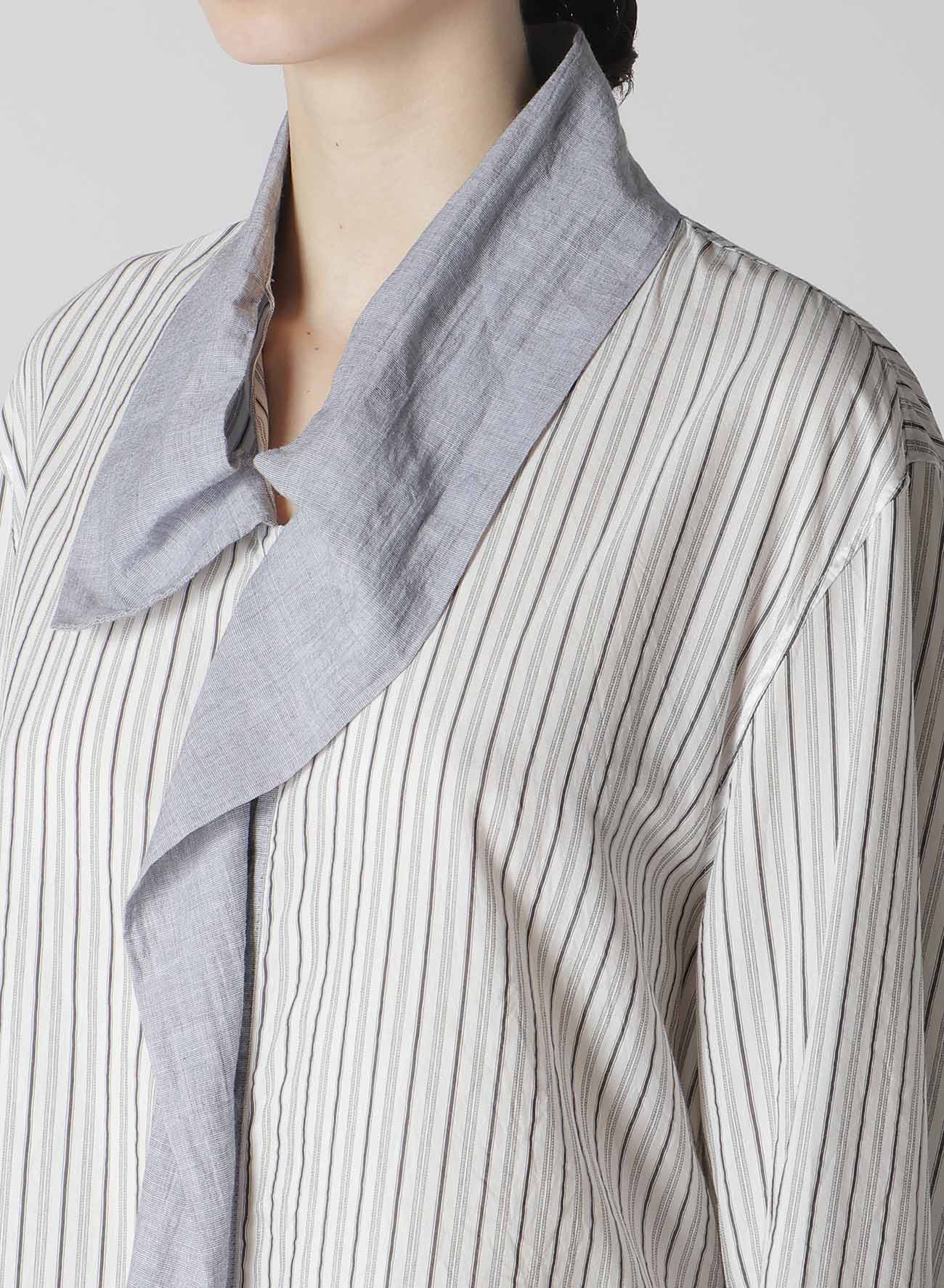 C/CU HARD TWISTED DOBBY STRIPE TIE STYLE SHIRT