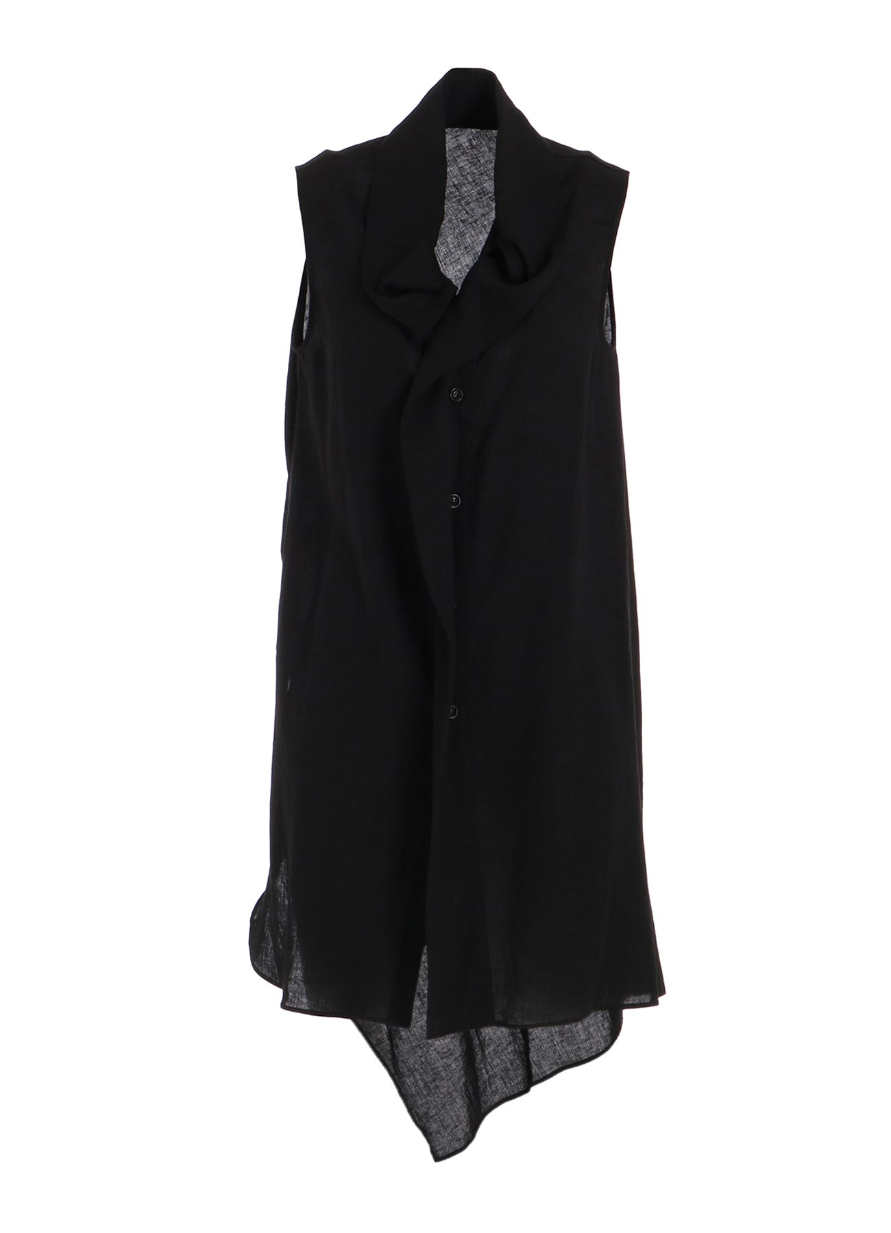 RAYON/LINEN SHEETING TIE STYLE SLEEVELESS BLOUSE