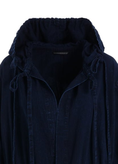 6OZ BLEACHED DENIM HOODIE COAT