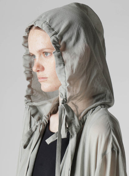 COTTON CHIFFON HOODIE COAT