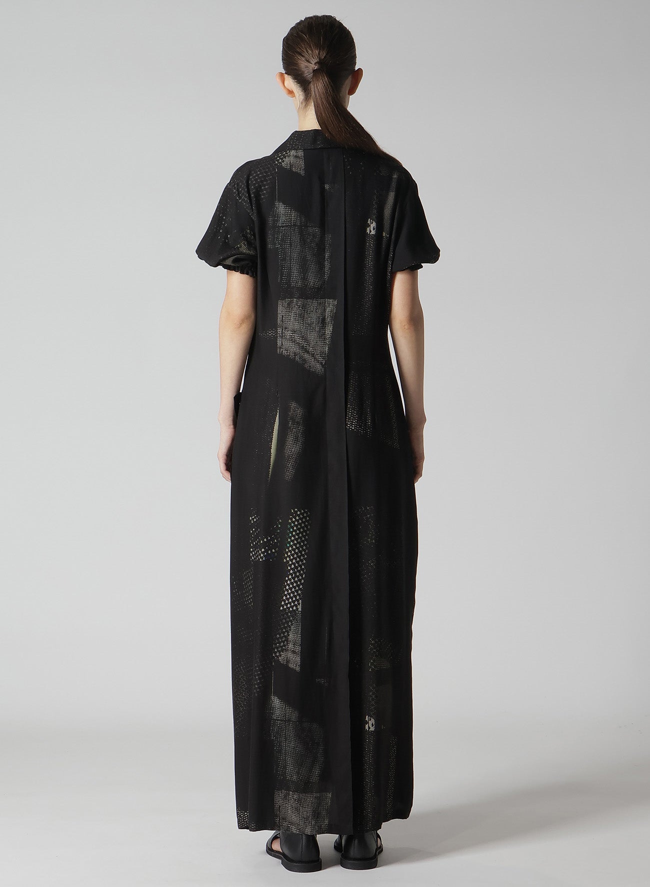 CU/DUNGAREE TWILL DARK NEON PRINT LEFT SIDE GATHERED DRESS