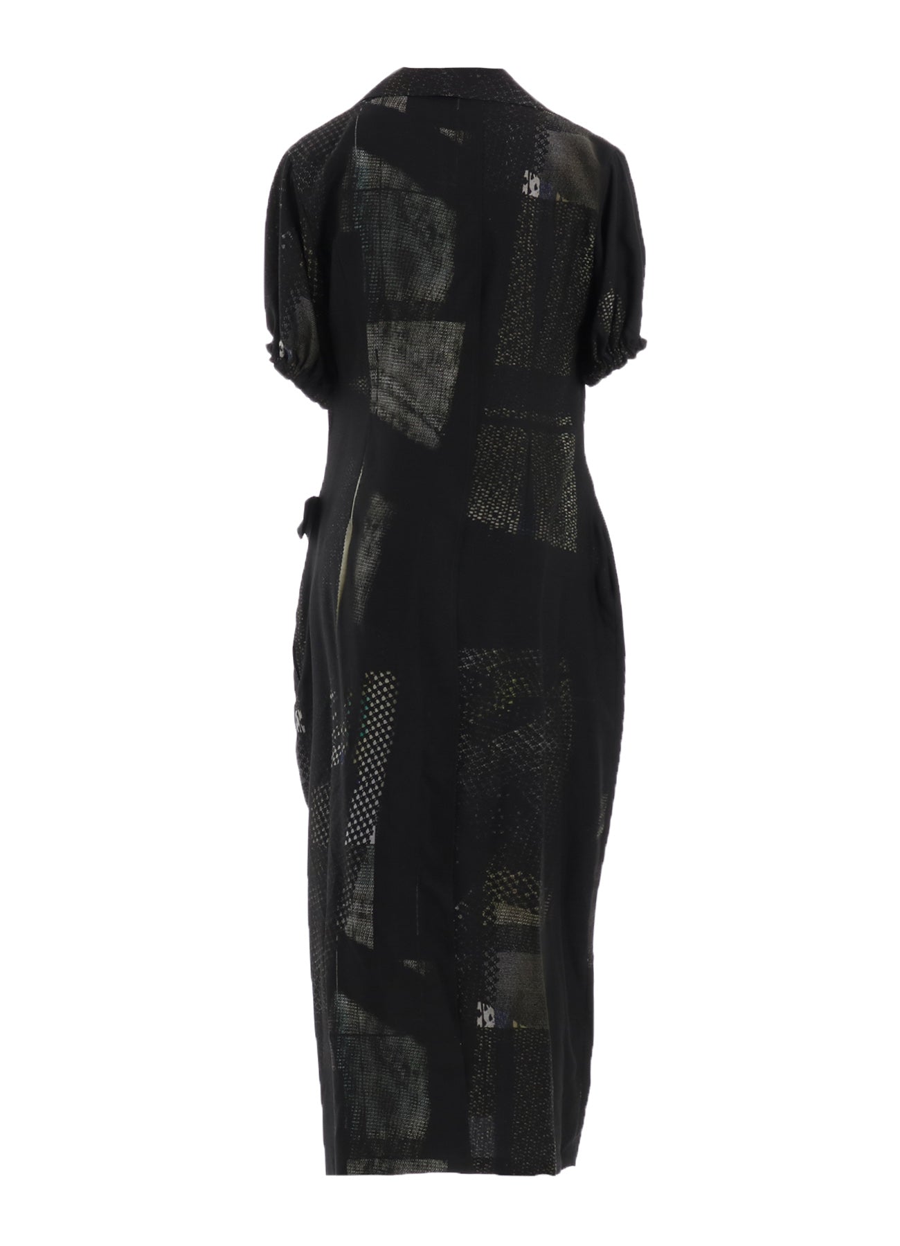 CU/DUNGAREE TWILL DARK NEON PRINT LEFT SIDE GATHERED DRESS