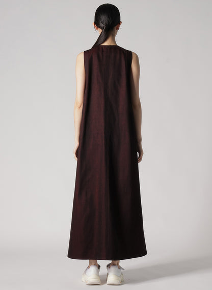 BACK RED BLACK DENIM FRONT OPEN DRESS