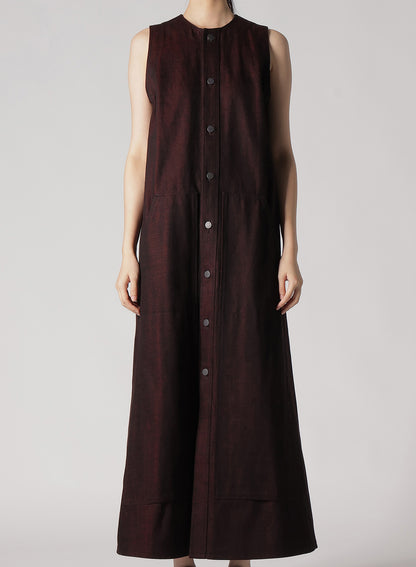 BACK RED BLACK DENIM FRONT OPEN DRESS