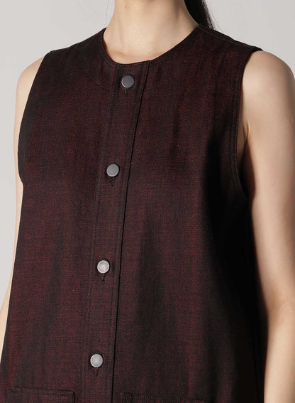 BACK RED BLACK DENIM FRONT OPEN DRESS