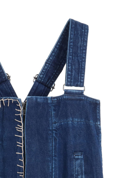 SPOTTED DENIM OVERALLS