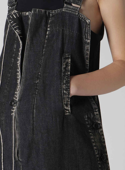 SPOTTED DENIM OVERALLS