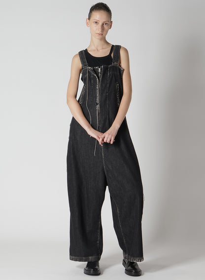 SPOTTED DENIM OVERALLS