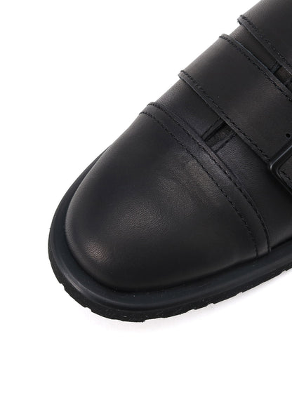 MATTE SMOOTH LEATHER BELTED SHOES