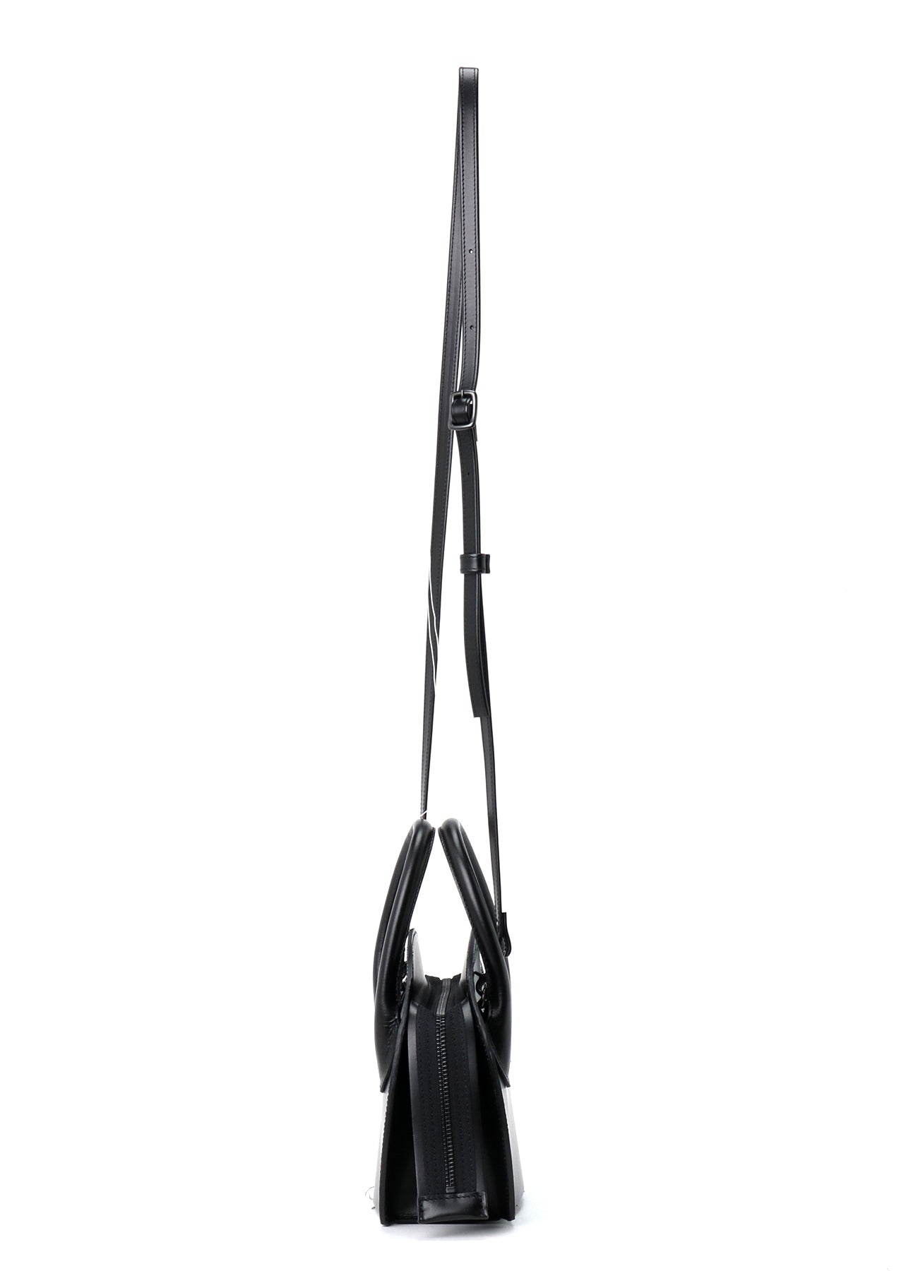 SEMI-GLOSS LEATHER CHOPPED ROUND BAG