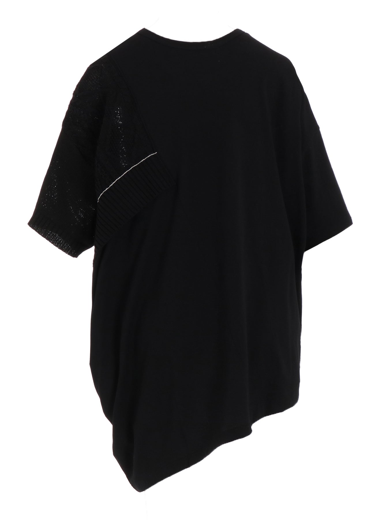 CABLE KNIT/JERSEY SWITCHING SHORT SLEEVE PULLOVER