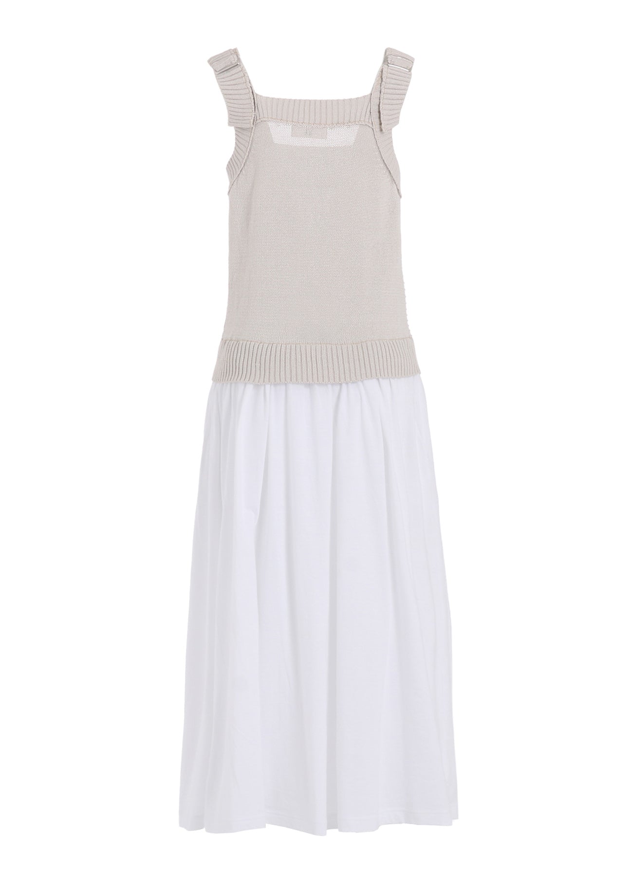 CABLE KNIT/JERSEY SUSPENDER DRESS