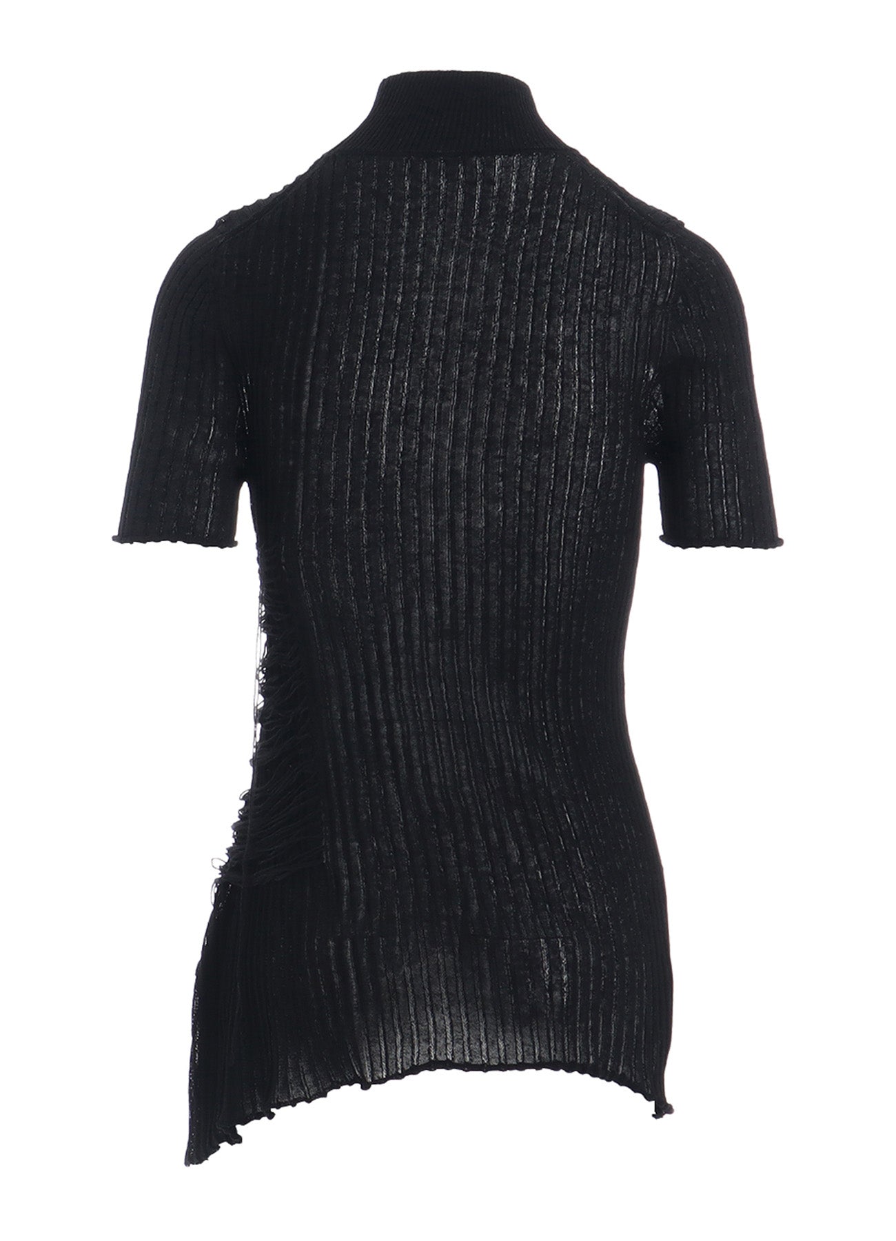 WIDE RIB WG ASYMMETRIC LACE UP HALF SLEEVE T