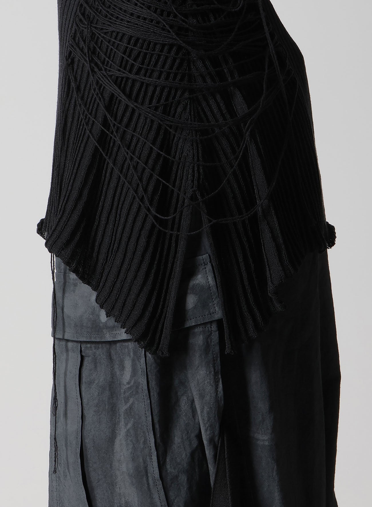 WIDE RIB WG ASYMMETRIC LACE UP HALF SLEEVE T