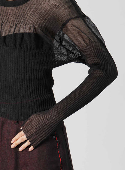 SHEER RIBBED KNIT