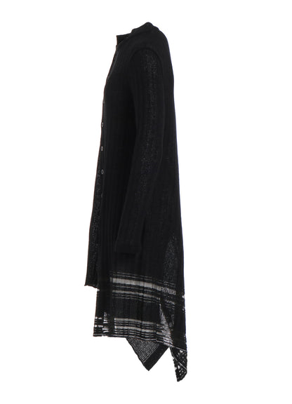 DROP NEEDLE RIB STRIPE ASYMMETRIC LONG CARDIGAN