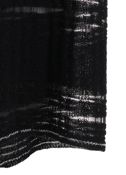 DROP NEEDLE RIB STRIPE ASYMMETRIC LONG CARDIGAN