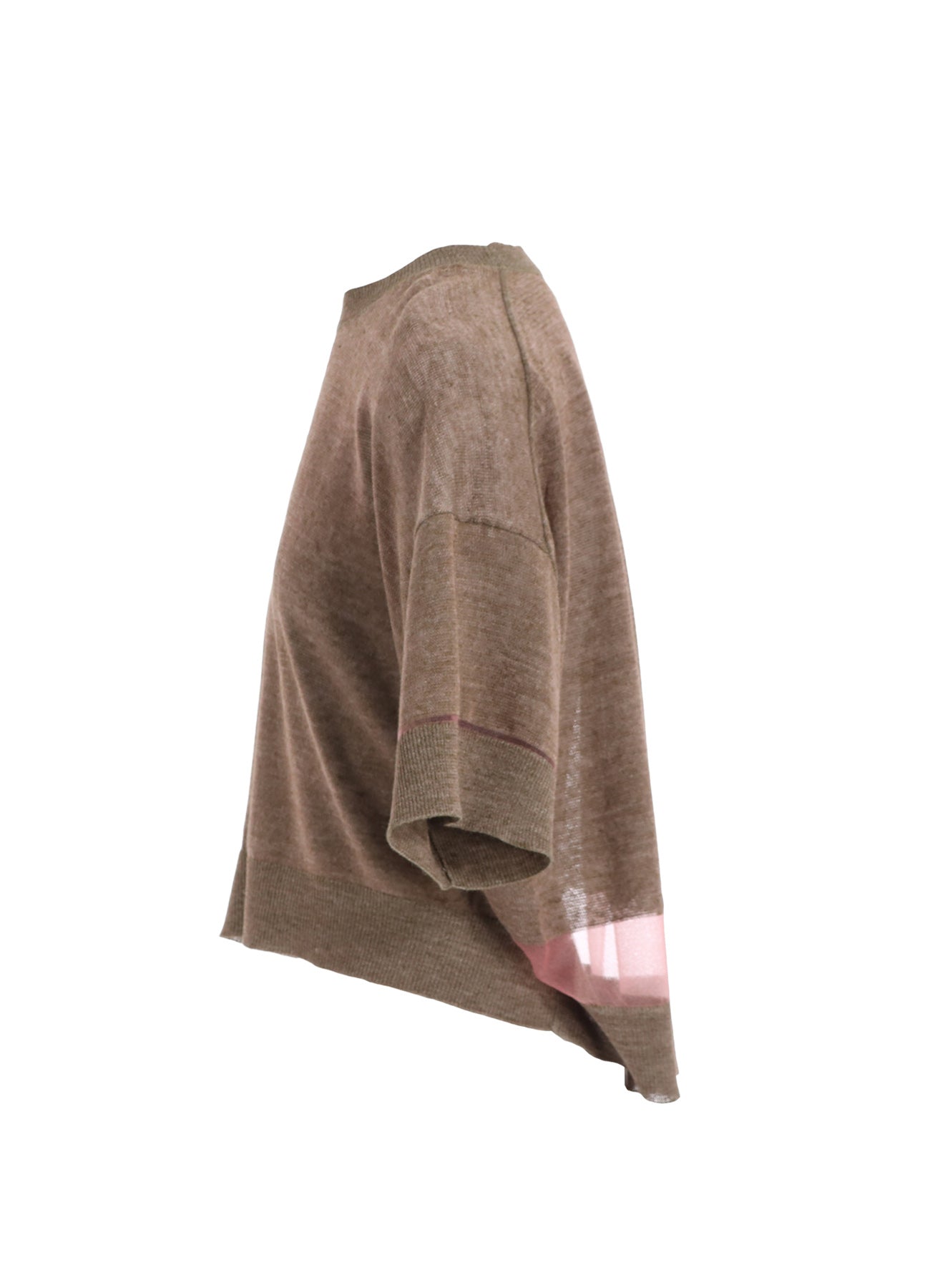 PLATING JERSEY SHEER HALF SLEEVE PULLOVER