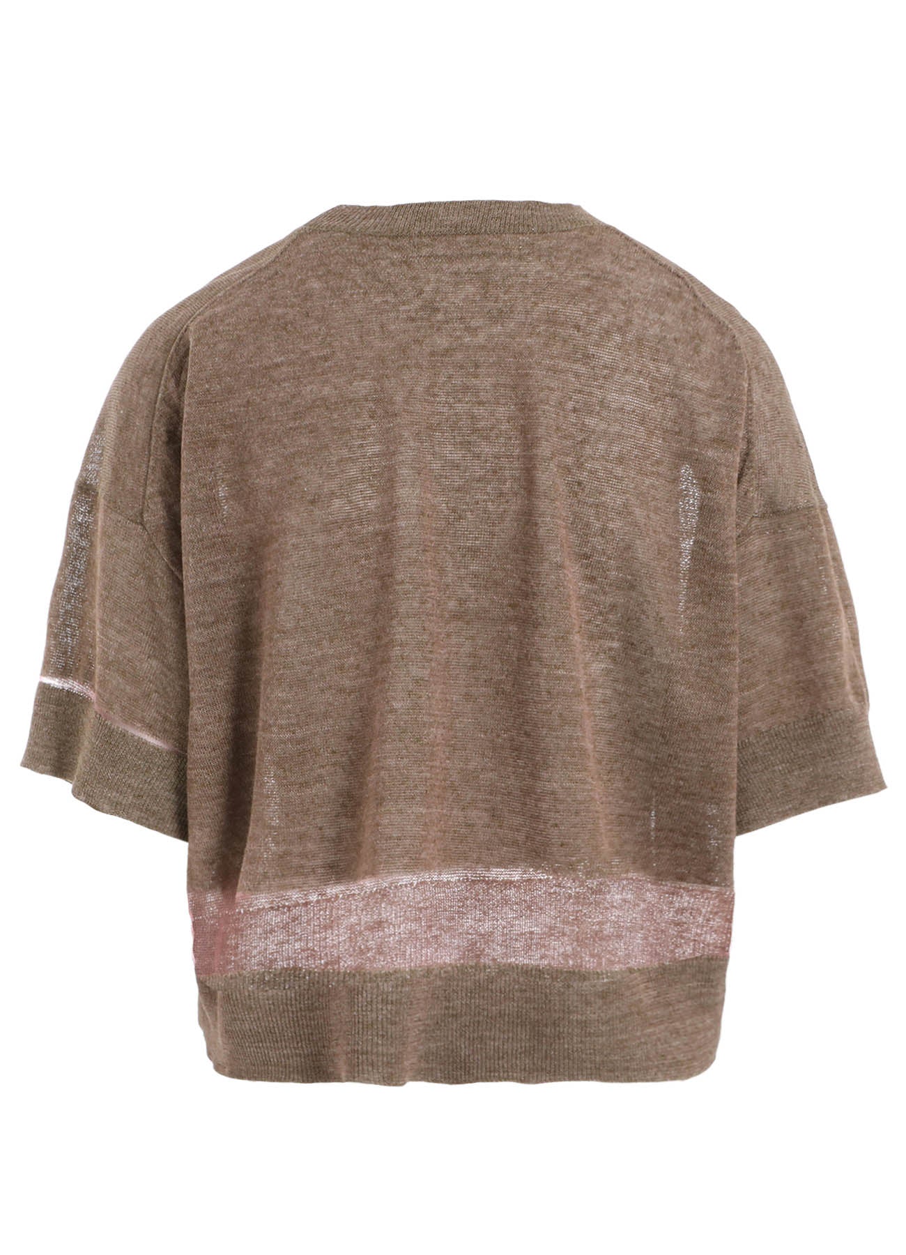 PLATING JERSEY SHEER HALF SLEEVE PULLOVER