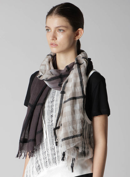 C/W PLAID OMBRE DYE GRADATION PLAID SCARF