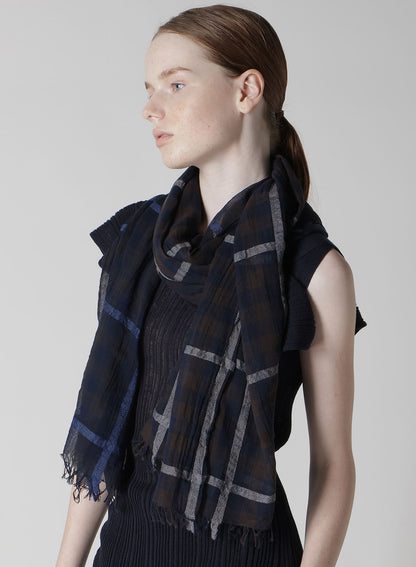 C/W PLAID OMBRE DYE GRADATION PLAID SCARF