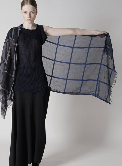 C/W PLAID OMBRE DYE GRADATION PLAID SCARF