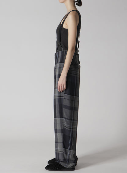 GAUZE PLAID SUSPENDER PANTS