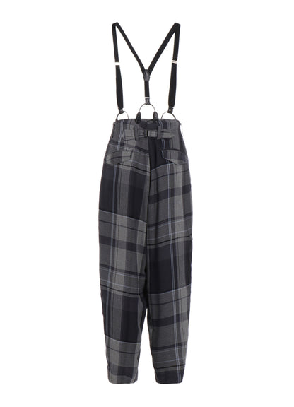 GAUZE PLAID SUSPENDER PANTS