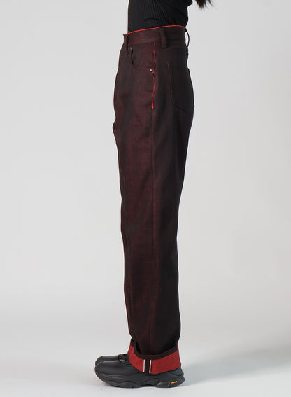 BACK RED BLACK DENIM PANTS