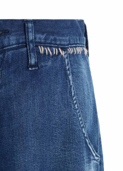 SPOTTED DENIM WIDE LEG GUSSET PANTS