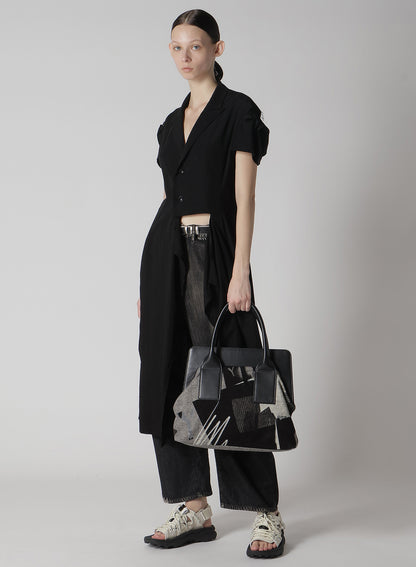 SPOTTED DENIM WIDE LEG GUSSET PANTS