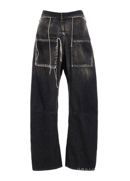 SPOTTED DENIM WIDE LEG GUSSET PANTS