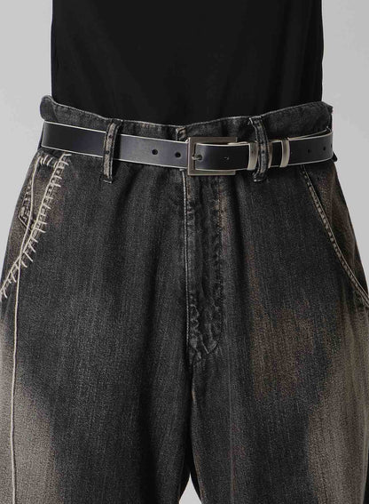 SPOTTED DENIM WIDE LEG GUSSET PANTS