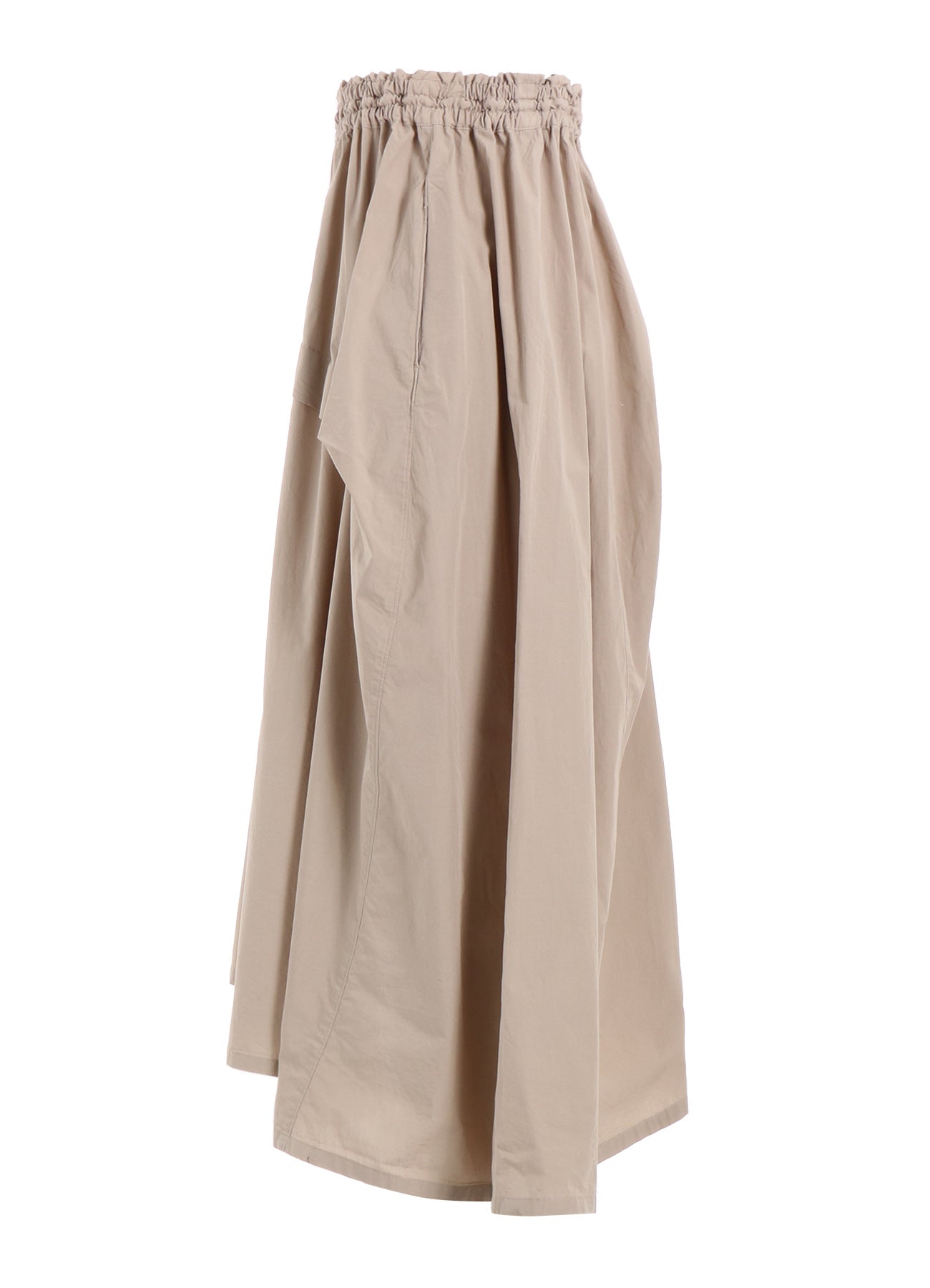 COTTON BROAD GARMENT DYEING RIGHT TUCKED ASYMMETRIC SKIRT