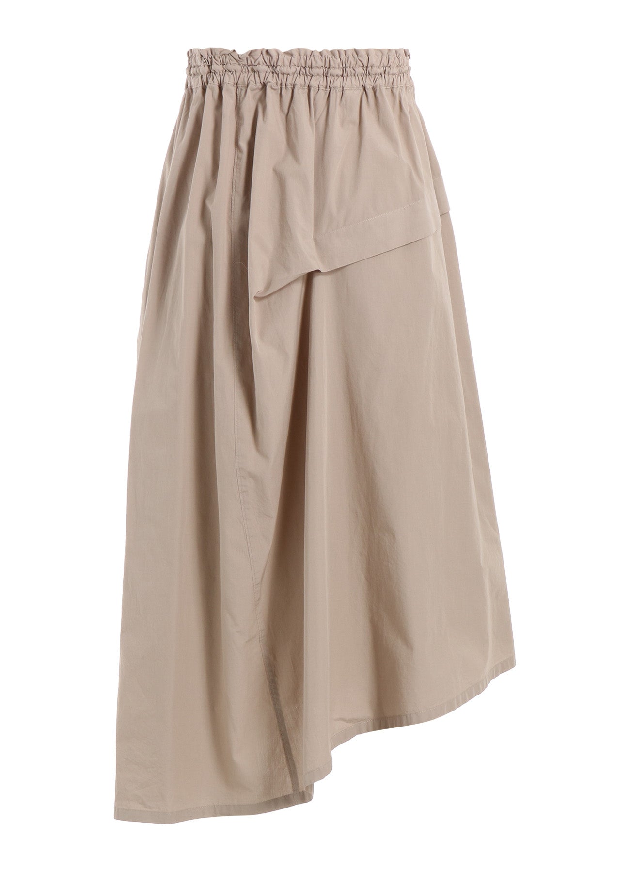 COTTON BROAD GARMENT DYEING RIGHT TUCKED ASYMMETRIC SKIRT