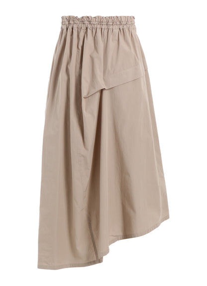 COTTON BROAD GARMENT DYEING RIGHT TUCKED ASYMMETRIC SKIRT